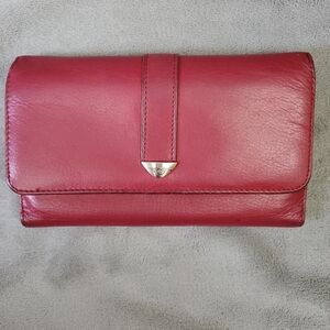 Dockers Checkbook Credit Card Leather Wallet Red